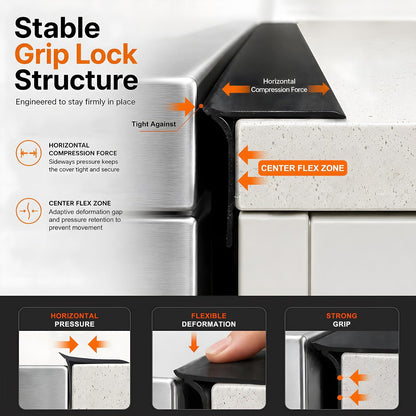 Silicone Stove Counter Gap Cover - 25 Inch Gap Filler 2 Pack Black | Long gap filler seals spills between kitchen appliances Stovetop oven countertop; stove gap cover, gas stove side gap covers