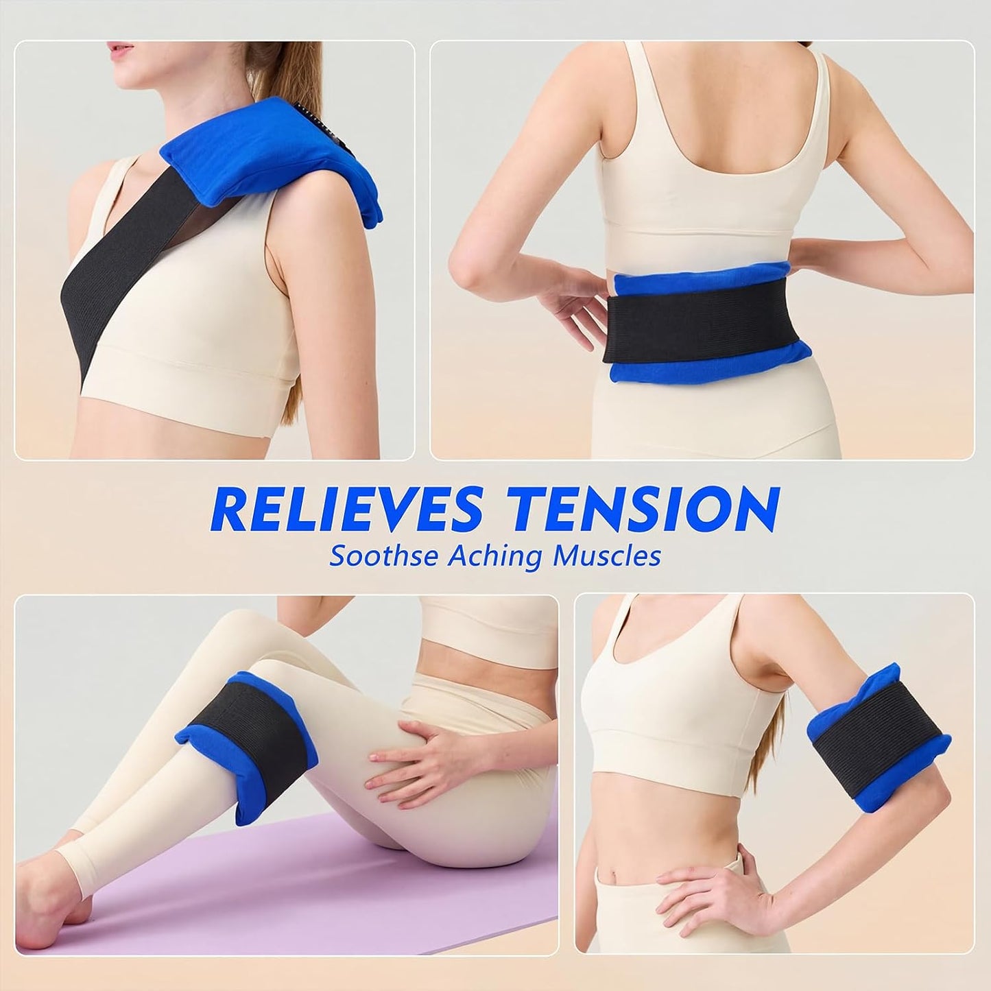 Reusable Hot and Cold Ice Packs for Injuries Long Lasting Reusable Gel Wraps for Shoulder Back Knee Joint Pain Muscle Soreness and After Surgery 3pcs with Strap 10.5"x4.3"x1.2"