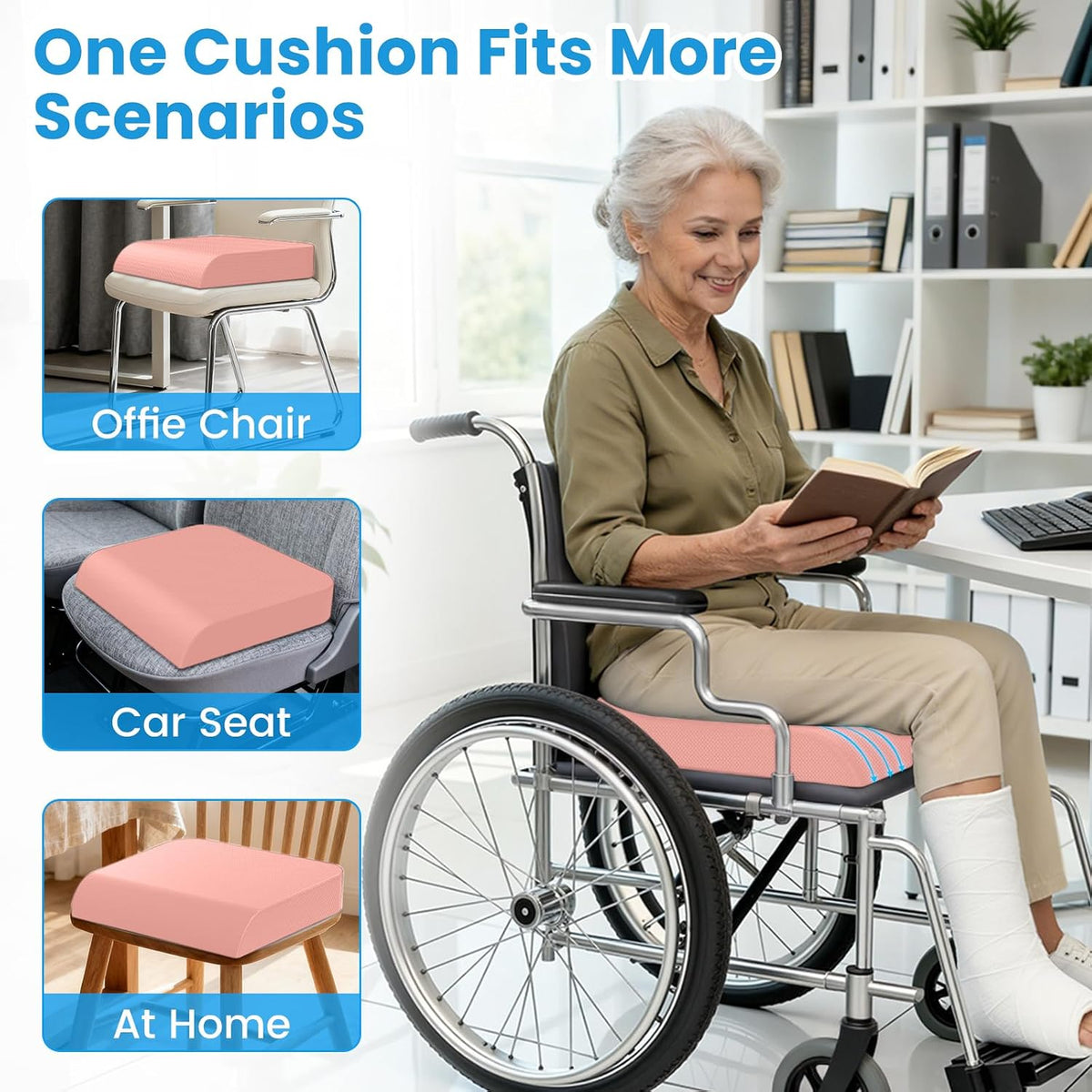 Wheelchair Seat Cushion Cooling Gel Memory Foam Chair Cushion
