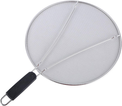 Splatter Screen for Frying Pan: Stainless Steel Grease Splatter Guard Oil Splatter Guard for Cooking, Mesh Frying Screen Keeps Kitchen Clean and Protects Skin From Burns (Red, 11in)