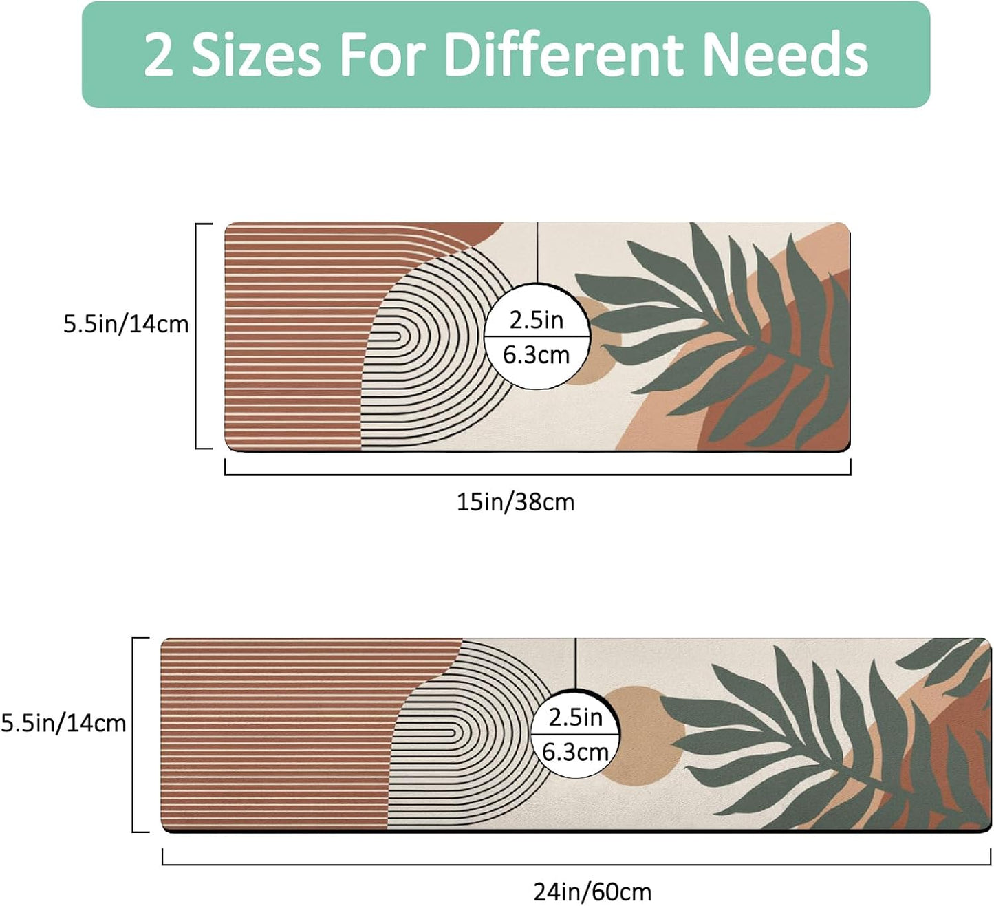 Kitchen Sink Splash Guard Faucet Mat 24" X 5.5" Tropical Leavesl Absorbent Fast Drying Mat Faucet Draining Mat Sink Splash Guard Behind Faucet Drip Catcher for Kitchen Bathroom