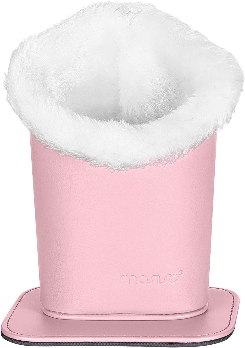 MOSISO Eyeglasses Holder for Women, Plush Lined PU Leather Glasses Case | Eyeglasses Holder with Magnetic Base, Anti-Scratch Storage for Desk