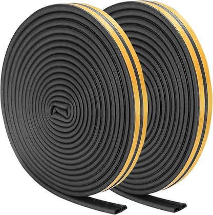 Weather Stripping Seal Strip Tape, Doors Windows Frame Self Adhesive D Type Foam Sealing Tape, 32.8Ft Rubber Soundproof Insulation Cell Foam Stripping, White