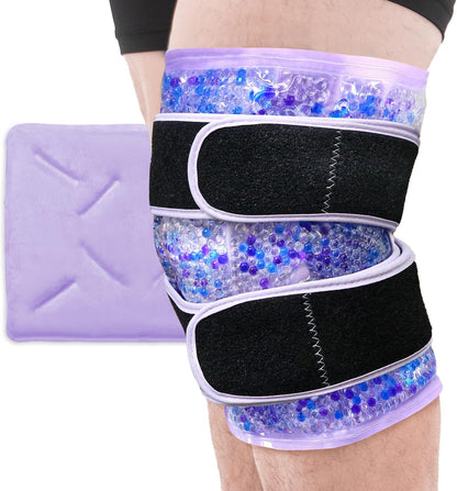 Knee Ice Pack Wrap for Pain Relief Reusable Gel Ice Wrap for Leg Injuries Swelling Knee Replacement Post-Surgery Recovery Adjustable Cold Compression Therapy Wrap for Arthritis