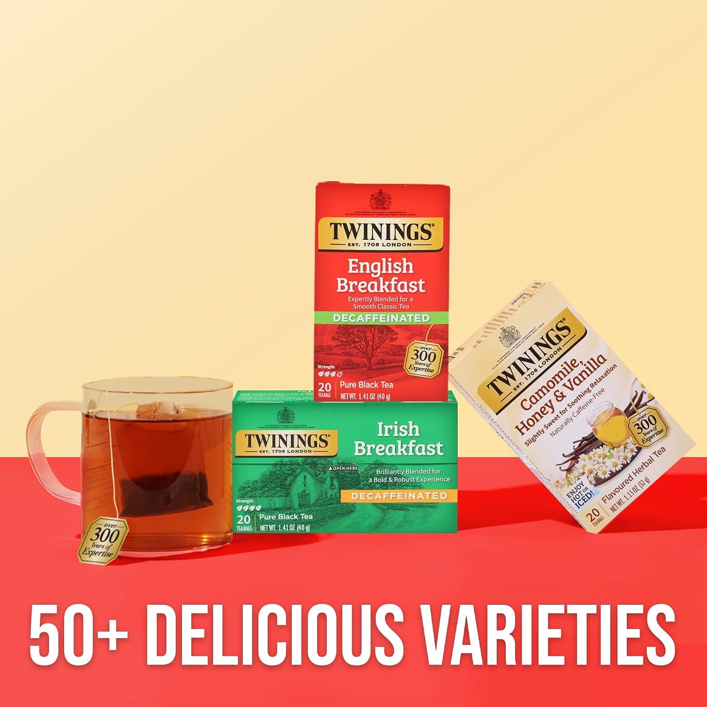 Twinings Mango & Pineapple Herbal Tea Individually Wrapped Bags, 20 Count (Pack of 1), Naturally Caffeine-Free, Enjoy Hot or Iced, 20 Teabags