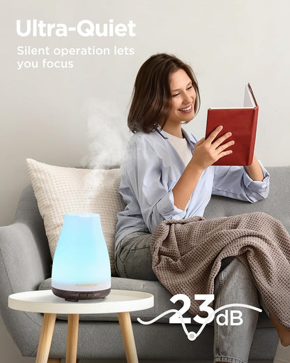 InnoGear Essential Oil Diffuser, Ultrasonic Diffusers for Home Aromatherapy Humidifier for Bedroom Room 7 Colors LED 2 Mist Mode Auto Off, Basic White