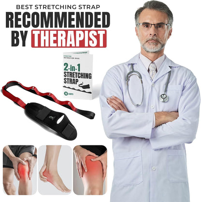Stretch Strap with Loops Physical Therapy - Full Body Exercise Straps for Stretching with Detachable Foot - Leg & Calf Stretcher for Plantar Fasciitis, Physical Therapy, Pain Relief, and Flexibility