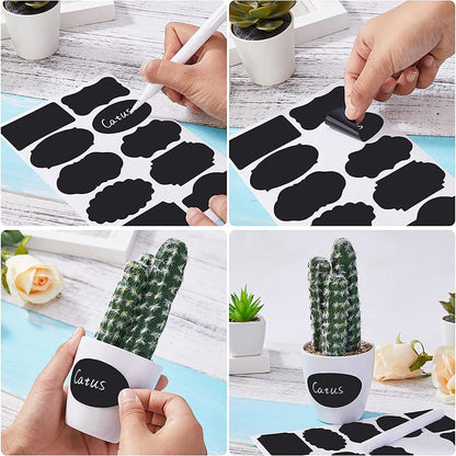 Chalkboard Label Waterproof Reusable Labels for Food Containers Chalk Sticker Labels with 3 Liquid Chalk Markers for Mason Jars, Parties Decoration, Craft Rooms, Storage, Home, Kitchen