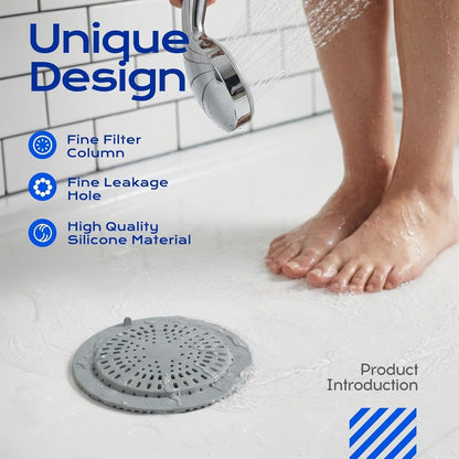 VLM 2 Pack Shower Drain Hair Catcher, Upgraded Drain Cover with Strong Suction Cups, Anti-Clog Hair Trap Stopper for Bathtub Shower Sink Laundry