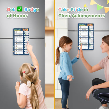2 in 1 Upgraded Slider Morning/Bedtime Routine Chart for Kids Toddlers - Magnetic Kids Chore Chart for 2 Kids, Dry Erase Chore Chart for Kids, Visual Schedule for Kids with Cute Chore Stickers