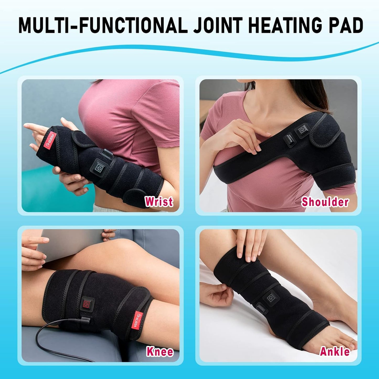 Melissa Shoulders Hand Arm Heating Pad for Pain Relief, Large Heat Areas for Joints Pain Soreness, Heated Wrap for Wrist Ankle Elbow Knee and Leg, 2 Hrs Auto-Off, 3 Heat Settings, 78.7" Extension Cord