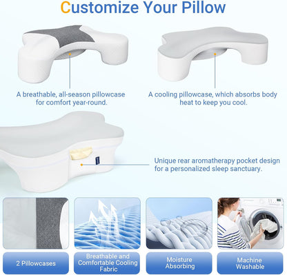 Side Sleeper Pillows with Arm Holes,Neck Support & Rotator Cuff Pain Relief | Memory Foam Shoulder Pillow for Side Sleepers, 2PCS Pillowcase, Ergonomic Knee, Leg, Arm Pillow for Adults