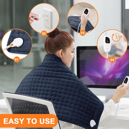 Heating Pad,Heated Blanket,Heating Pad for Back Neck,Grey,24x12 Inch | Electric Heating Pad,Dry/Moist Heat Heating Pads,Heating Pads for Shoulder,Abdomen,Heat Pad for Women Men,Birthday Gift