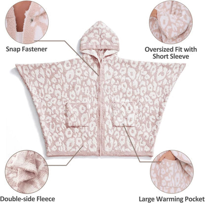 WDCOZY Wearable Blanket Hoodie Poncho Throw Comfy Soft Warm Cape Shawl Cozy Cloak Wrap Hooded with Sleeves For Women Adults