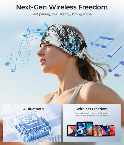 LOVE EYE Wireless Bluetooth 5.4 Sleep Headband Headphones for Side Sleeper