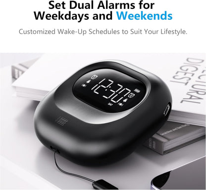 Vibrating Alarm Clock Rechargeable Battery Operated, Cordless & Dual Alarms