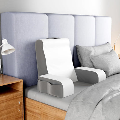 Kölbs Reading Pillow, Full Support Comfort Solid Foam, Back Cushion for Bed Sitting Up TV Book Gaming - Back Support Backrest Use on Mattress or Sofa (Grey/White, Tall)