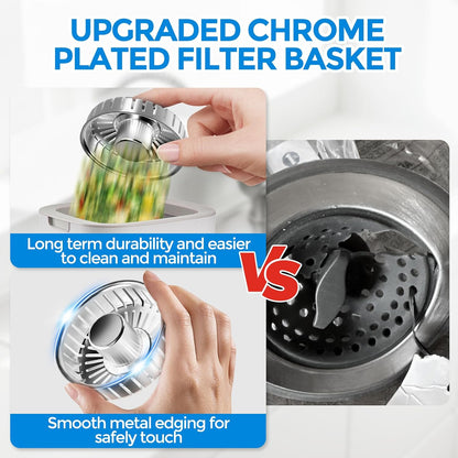 3 in 1 Kitchen Sink Drain Strainer Stopper Removable Basket Pop-Up | Kitchen Sink Food Strainer 1 Pack Silver Stainless - Food Catcher, Odor-Block Seal, Fits 3.5" Drain, Easy Clean