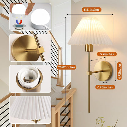 Rechargeable Battery Operated Wall Sconce Sets of 2, 15 Colors Wireless gooseneck Black Wall Lights Fixture with Dimmable Bulbs and Remote, Not Hardwired Wall Mounted Lamps for Bedroom Living Room