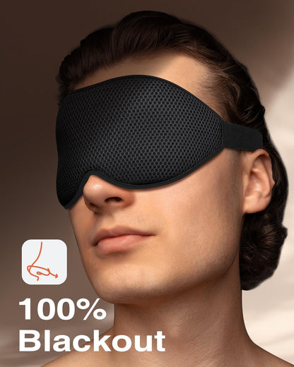 MABAO Sleep Mask for Side Sleeper, Eye Mask for Sleeping Women Men, Black | 3D Contoured Cup No Eye Pressure, 100% Light Blocking Sleeping Mask with Adjustable Strap Night Blindfold Flight, Travel, Nap