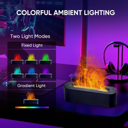 YALEDI Essential Oil Diffuser, Fireplace Flame Fire Oil Diffuser, 150ml Ultrasonic Cool Mist Aromatherapy Humidifier, Scent Aroma Diffuser with 7 Colors Light, Timer & Auto-Off for Home, Room (White)