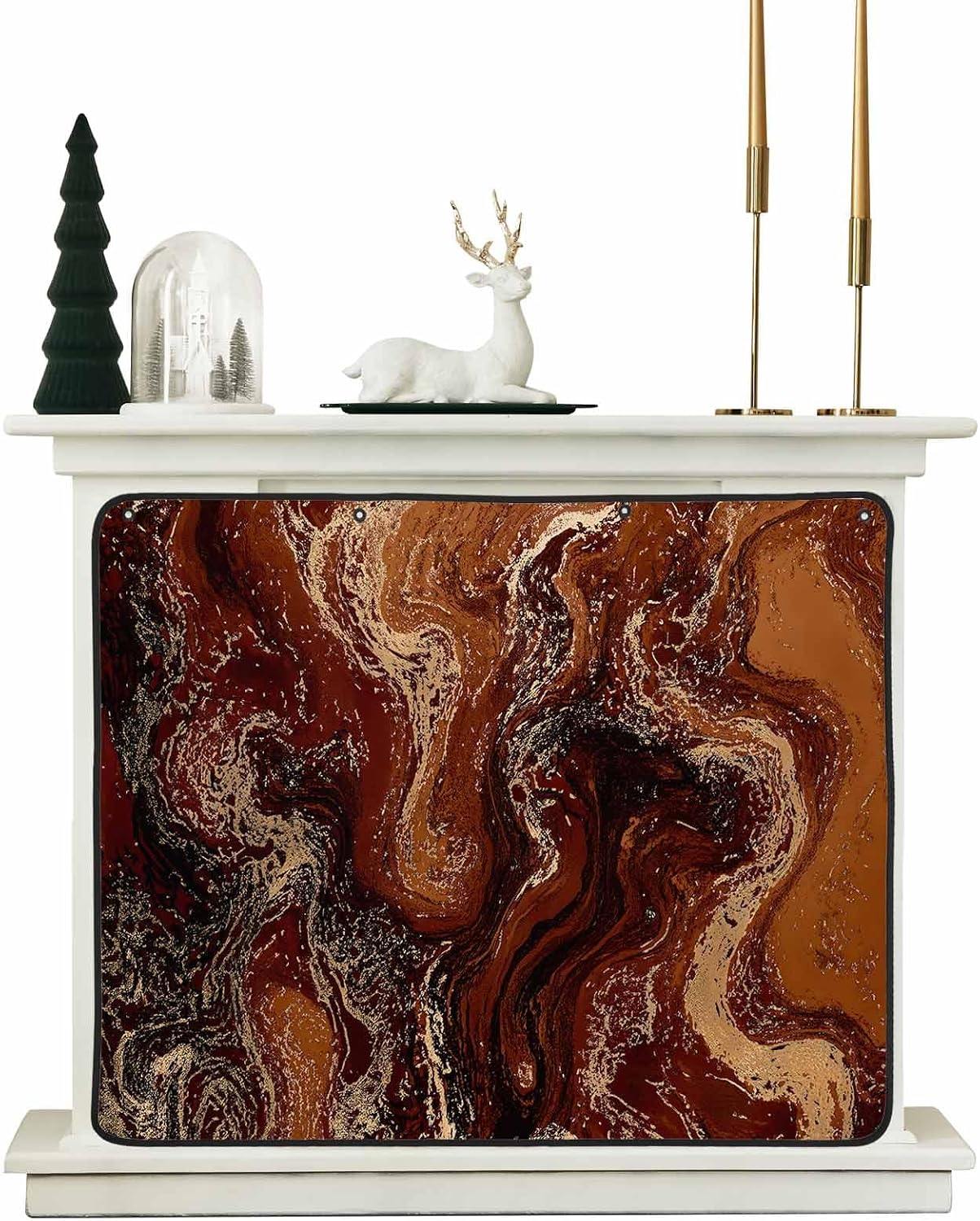 Magnetic Fireplace Cover Sage Green Marble Fireplace Screen Decorative Abstract Fluid Art Insulation Fireplaces Blocker Blanket Save Energy Fireplaces Draft Stopper Covers for Living Room 36x30 Inch