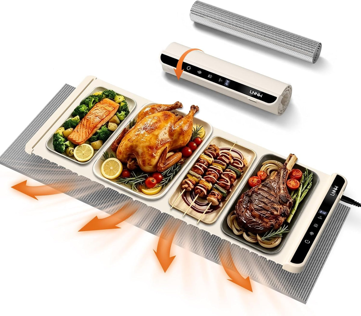 Warming Mat for Food, 26x15 Inch, Off White, Fast Heat, Child Lock