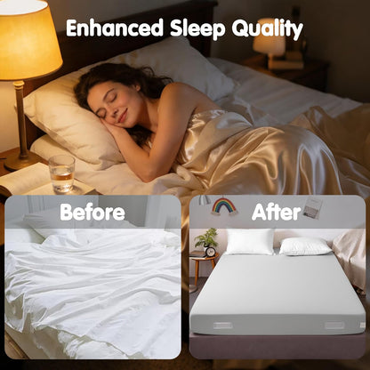Bed Sheet Holders - 4-Pack Strong Grip Sheet Straps, Keep Sheets in Place on Mattress, Deep Pocket Mattress Sheet Grippers, Universal Fit for All Bed Sizes (White)