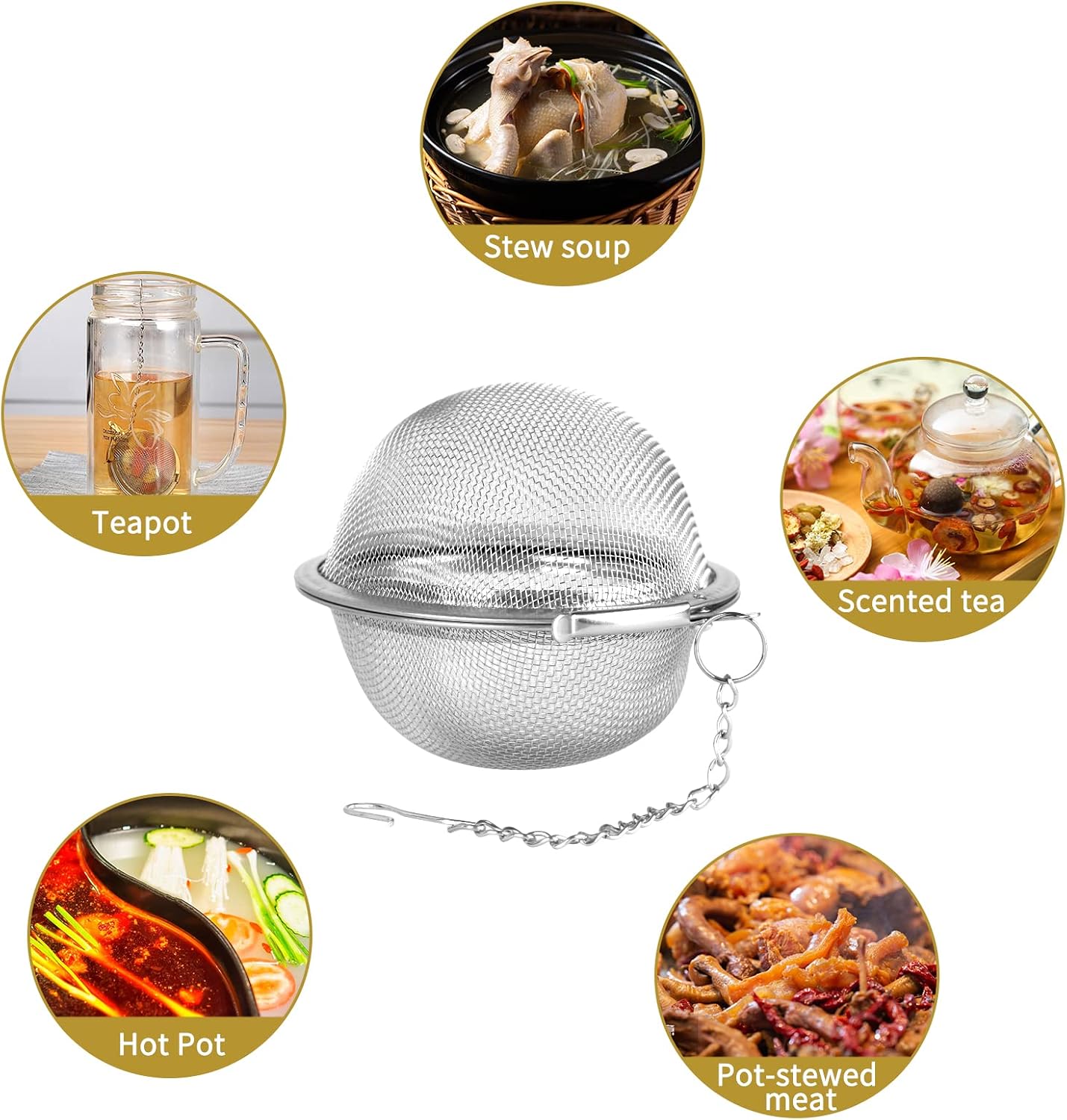 2pcs Stainless Steel Mesh Tea Ball 2.1 Inch Tea Strainers | Teas Infuser Strainer Filters for Teas