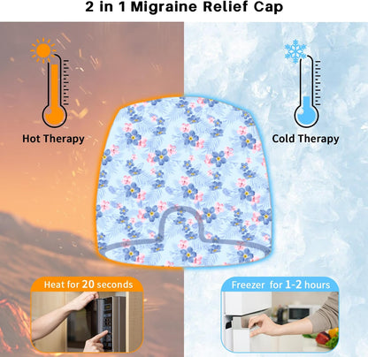 my novel things Migraine Relief Cap, Gel Cooling 2 Pack Set, Headache Relief with Hot/Cold Ice Cap, Instant Headache Relief, Reusable Ice Pack for Stress Sinus Relief Migraine Mask Gift for Women Man