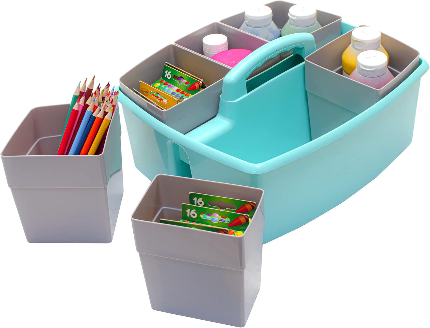 Storex 2-Compartment Large Cleaning Caddy – Multipurpose Supply Organizer with Handle - Black, 1-Pack (00973A06C)