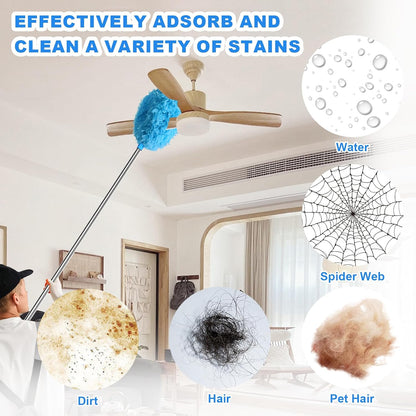 Storystore Ceiling Fan Cleaner Duster, Adjustable Microfiber Duster | 4.2FT Fan Cleaner with 13-50" Pole for Cleaning Fan Blades, Cobwebs, Walls, Doors and Windows, Brush for Dust Removal