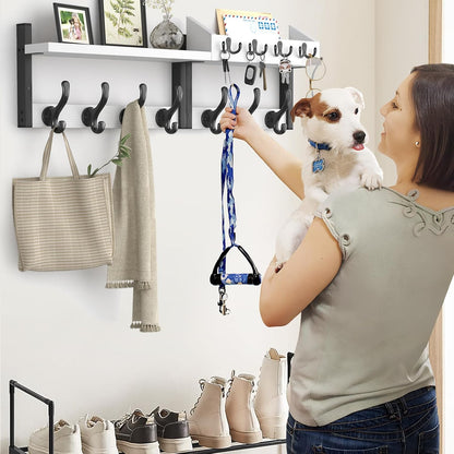 Evermagin 29" Coat Rack Wall Mount with Shelf for Entryway, Rustic Brown | Wall Mounted Coat and Key Rack with Hooks, Key Holder with Mail Organizer for Wall, Living Room, Mudroom, Bedroom