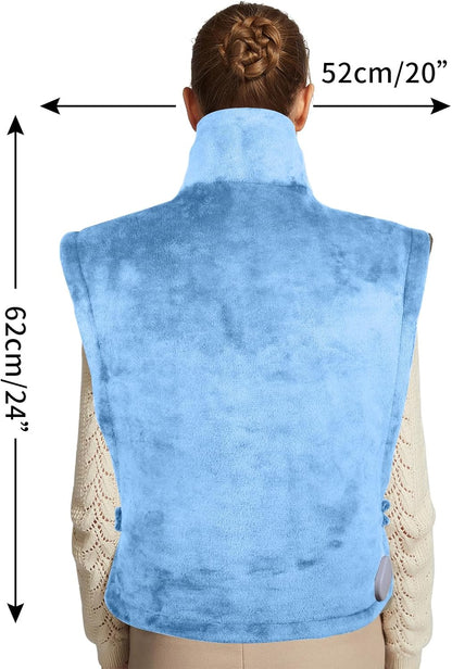 Ambershine 19''x24'' Weighted Neck & Shoulder Heating Pad, 2.5lbs with 12 Temperature Settings& 4 Auto-Off Timers, Pain Relief for Neck/Shoulder/Back(Gray&Blue)