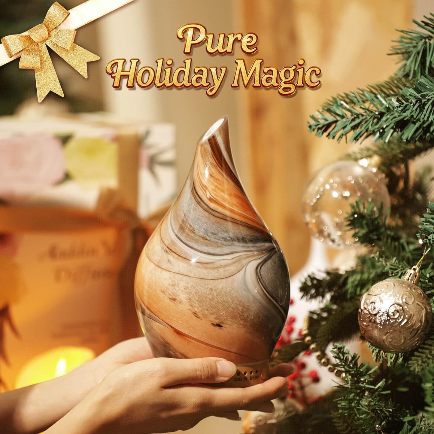 Porseme Oil Diffuser 3D Glass Aromatherapy Ultrasonic Humidifier, Air Refresh Auto Shut-Off, Timer Setting, BPA Free for Home Hotel Yoga Leisure SPA Gift 150ml Last 6H - Colors A