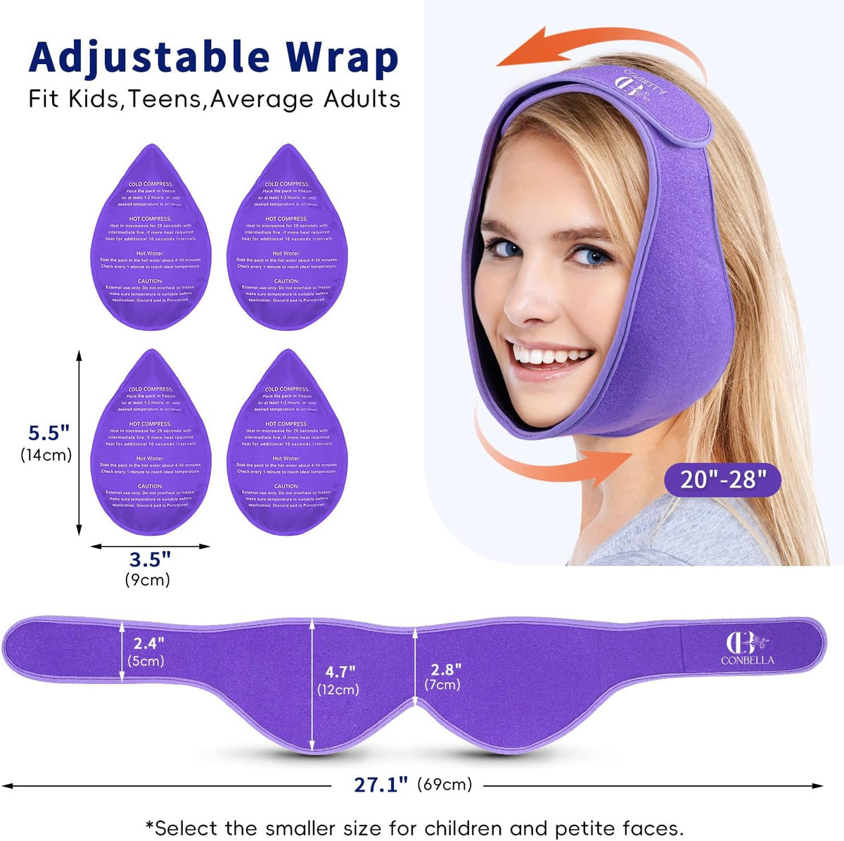 Wisdom Teeth Ice Pack Head Wrap for Pain Relief - Cold Hot Therapy for Face