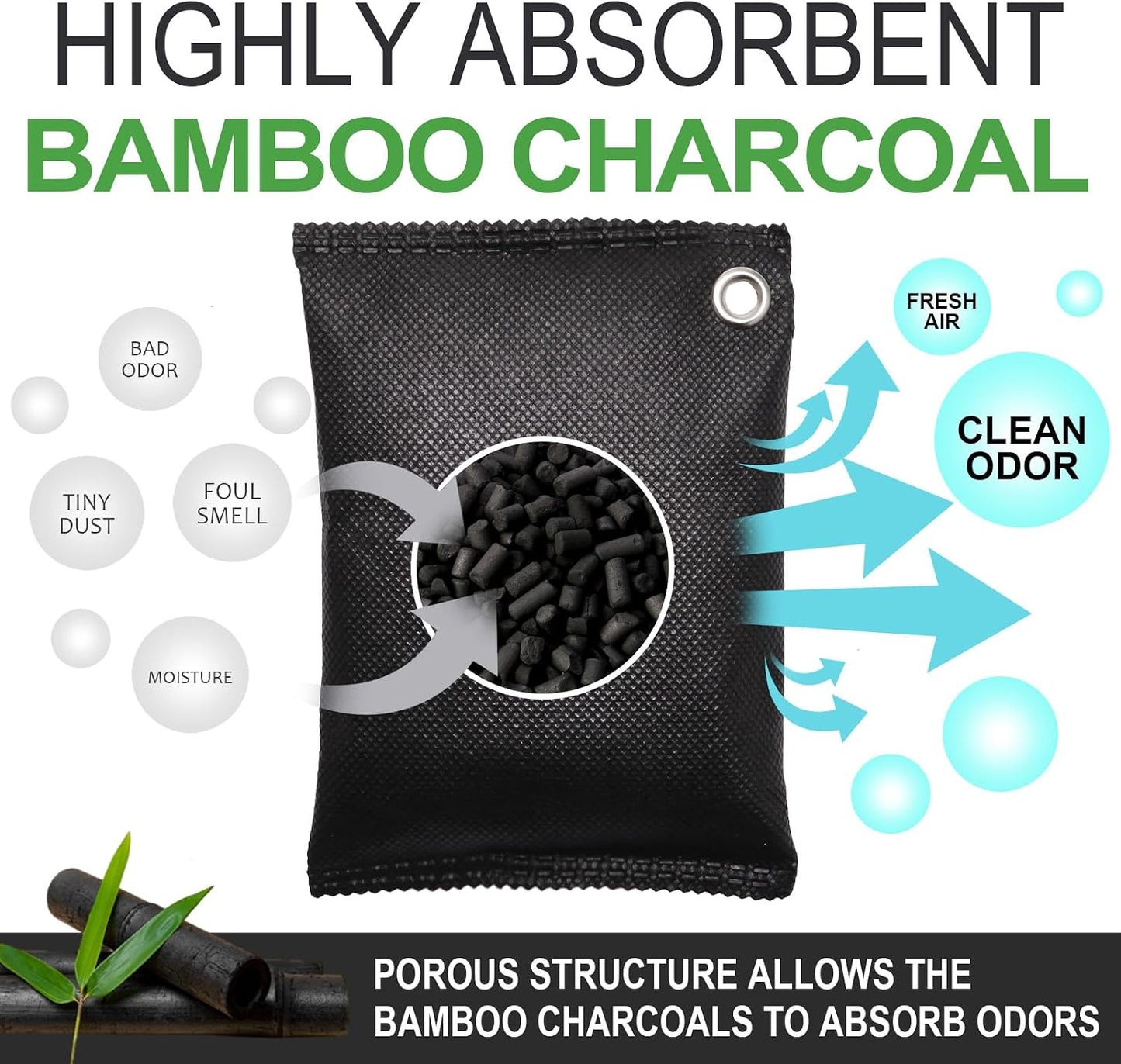 Activated Charcoal Odor Absorber, 10 Pack Natural Shoe Odor Eliminator, Bamboo Charcoal Air Purifying Bags, Sneaker Deodorizer and Moisture Absorbers for Clean Footwear, Shoe Odor Remover
