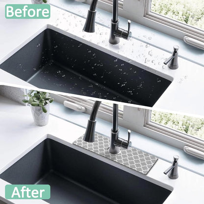 Kitchen Sink Splash Guard Faucet Mat 24" X 5.5" Tropical Leavesl Absorbent Fast Drying Mat Faucet Draining Mat Sink Splash Guard Behind Faucet Drip Catcher for Kitchen Bathroom