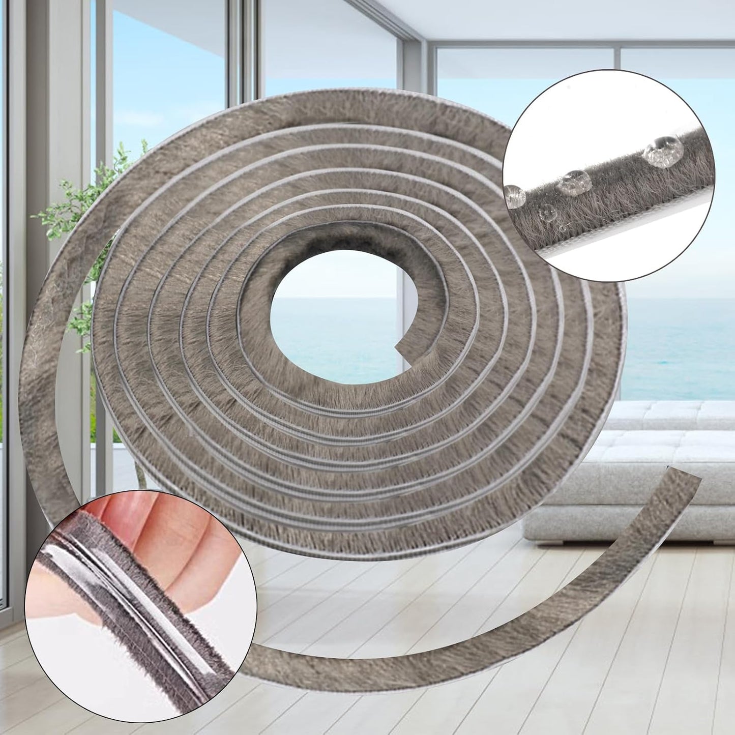 16 Ft (5m) 196 Inch Sliding sash Windows Doors Tape Pile Draught excluder Brush Seal Strip weatherstrip 7mm x 12mm (7/24 1/2 Inch, Gray)