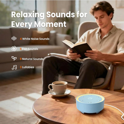 Kipcush White Noise Machine for Sleeping, Baby & Adults, High-Fidelity Non-Looping Sounds, Sleep Sound Machine with Dimmable Night Light, USB Powered, Memory Function, Home, Nursery & Travel