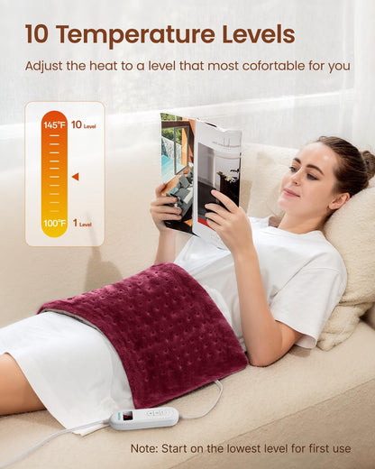 RENPHO Electric Heating Pad for Back with 10 Heat Levels, FSA Eligible HSA | Fit for Neck, Shoulder, Knee, Arm & Leg, Birthday Gift for Women, Men, Mom & Dad, HSA Approved, ETL Certified, 12 x 24", Gray
