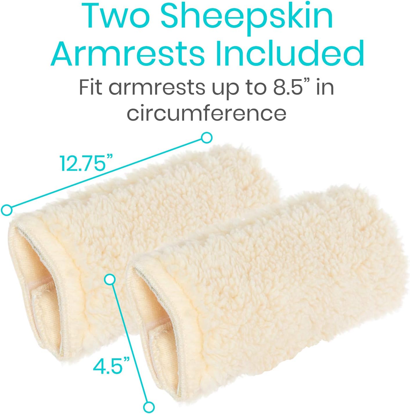 Vive Wheelchair Armrest Pads (2 PCS) - Memory Foam Sheepskin Cushion | Accessories for Transport Electric Wheel Chair Arm Rests - for Adults, Seniors, Handicapped - Soft Support for Office Chair