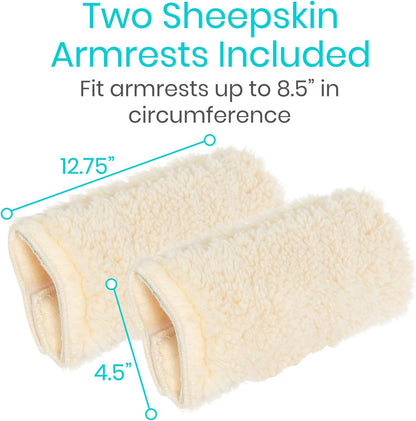 Vive Wheelchair Armrest Pads (2 PCS) - Memory Foam Sheepskin Cushion | Accessories for Transport Electric Wheel Chair Arm Rests - for Adults, Seniors, Handicapped - Soft Support for Office Chair