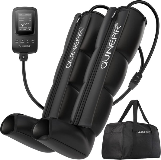 QUINEAR Leg Recovery Compression System for Athlete Post Workout, Professional Sequential Device for Massage Therapy, Foot and Leg Recovery Boots, Improve Circulation Reduce Muscle Soreness (Medium)