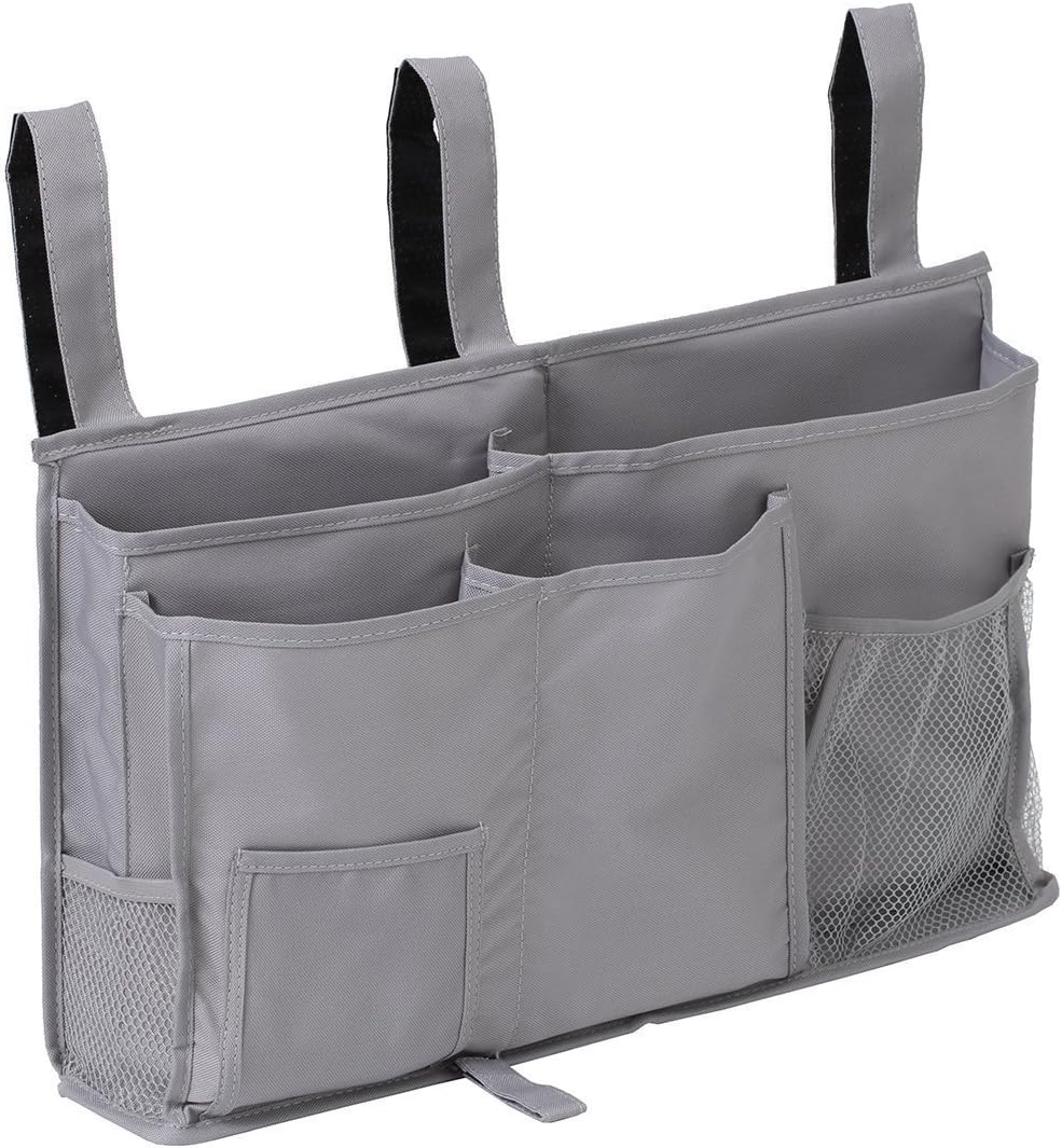 Large Pocket Bedside, Hanging Storage Organizer for Books,Phones,Tablets,Accessory and TV Remote - Best for Headboards, Bed Rails, Dorm Rooms, Bunk Beds, Apartments, Bathrooms &Travel (Light blue)