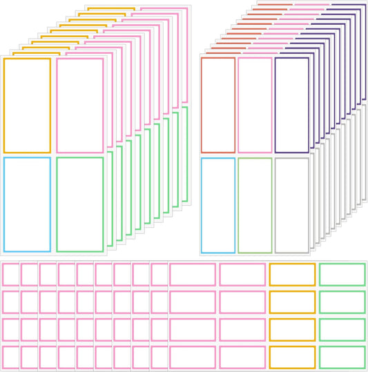 260 Pcs Dry Erase Labels, Waterproof Reusable Dry Erase Stickers, Easy-Peel Sticky Notes Removable Name Tags for Whiteboard Refrigerator Storage Bins Office Organization (Multicolor, 3 Sizes)