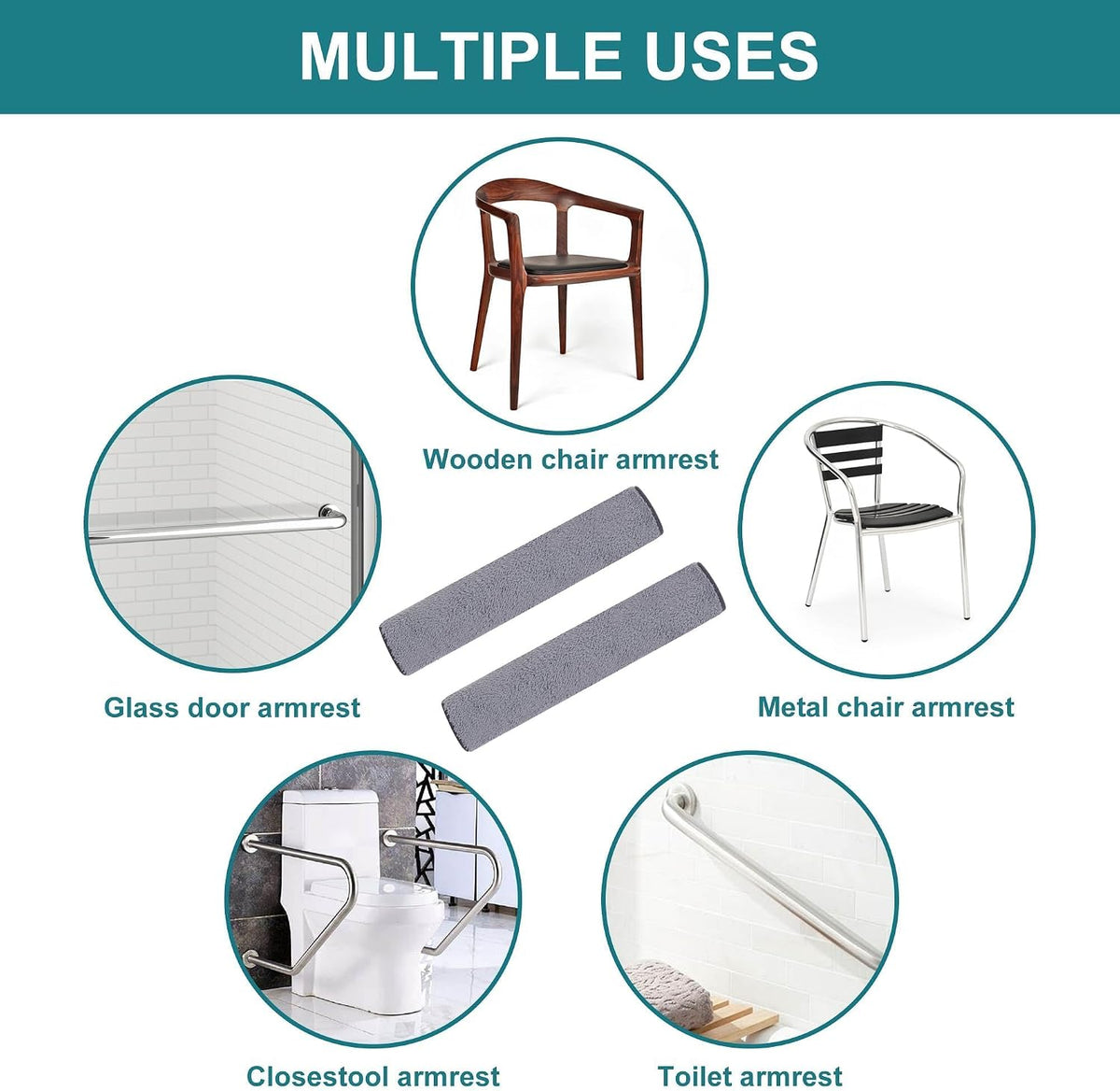 Small Office Chair Arm Covers Protectors, 2-Pack Chair Arm Pads with Straps