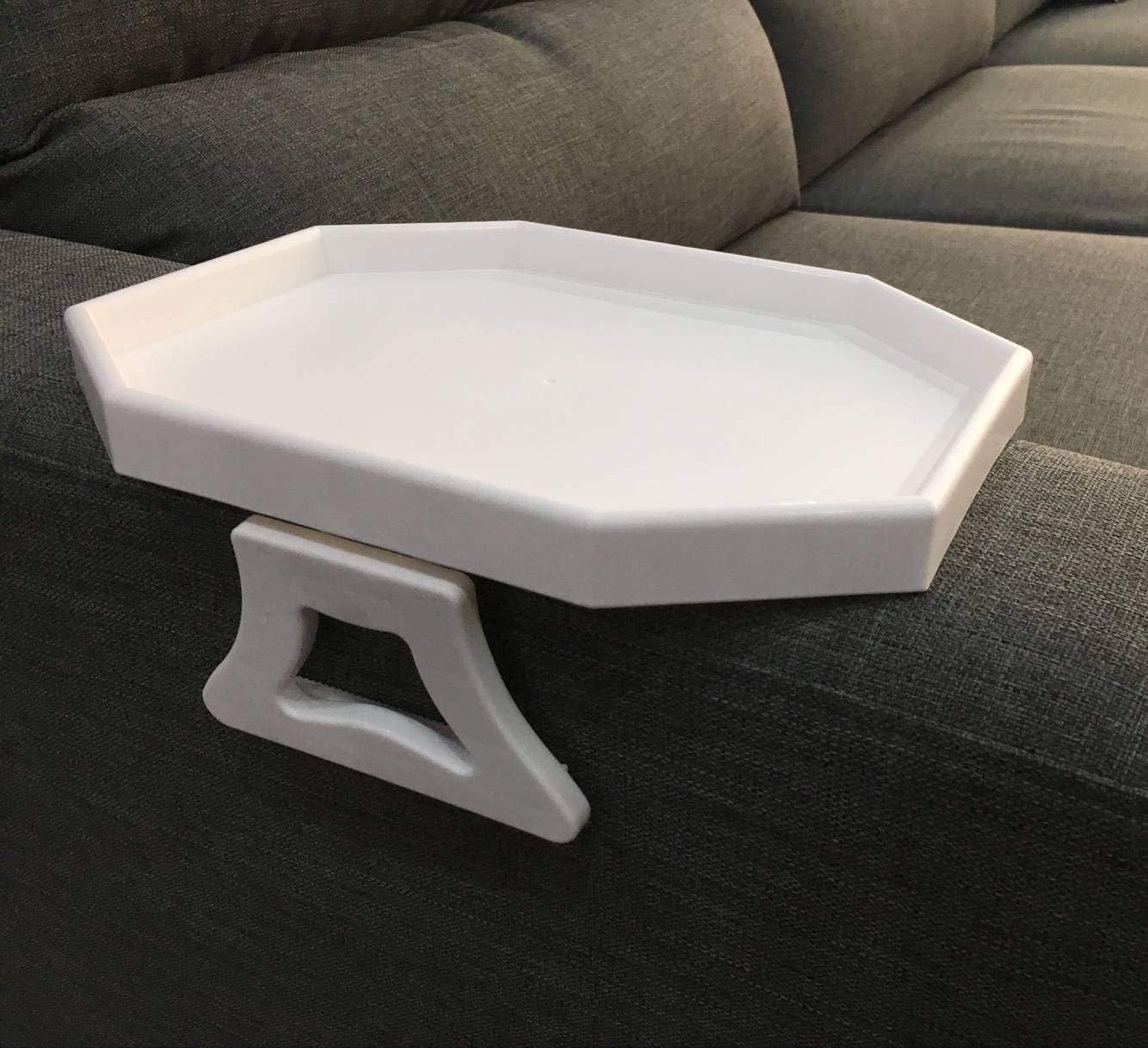 Sofa Arm Clip Table, Armrest Tray Table, Drinks/Remote Control/Snacks Holder … (Platic, Brown)