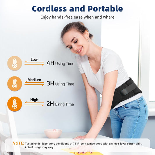 Comfytemp Cordless Heating Pad with Back Brace for Lower Back FSA Eligible | HSA Portable Wireless Wearable Heated Rechargeable Lumbar Support, Gifts for Mom Dad, 3 Heat 3 Timer, 52" (No Massage)