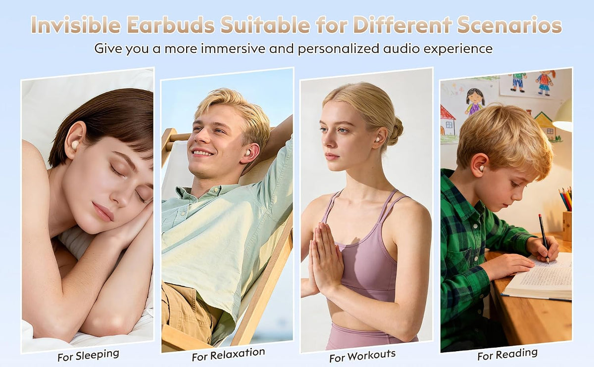 Invisible Mini Sleep Earbuds Bluetooth Wireless for Side Sleeper Small Ears